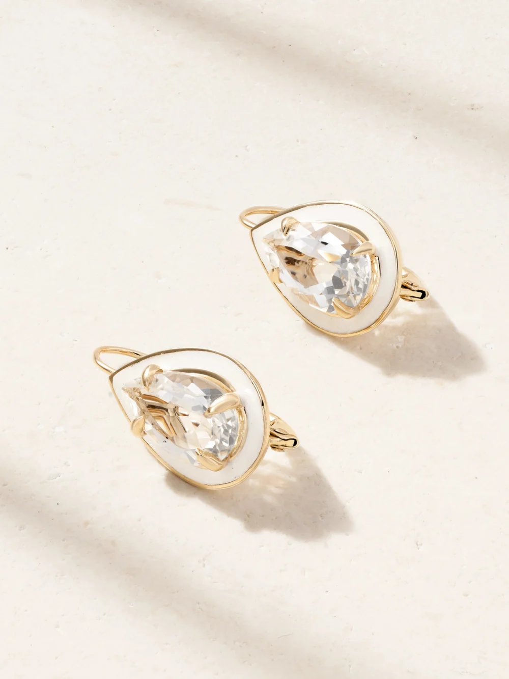 Alison Lou Cocktail 14-karat Gold, Topaz and Enamel Earrings in white