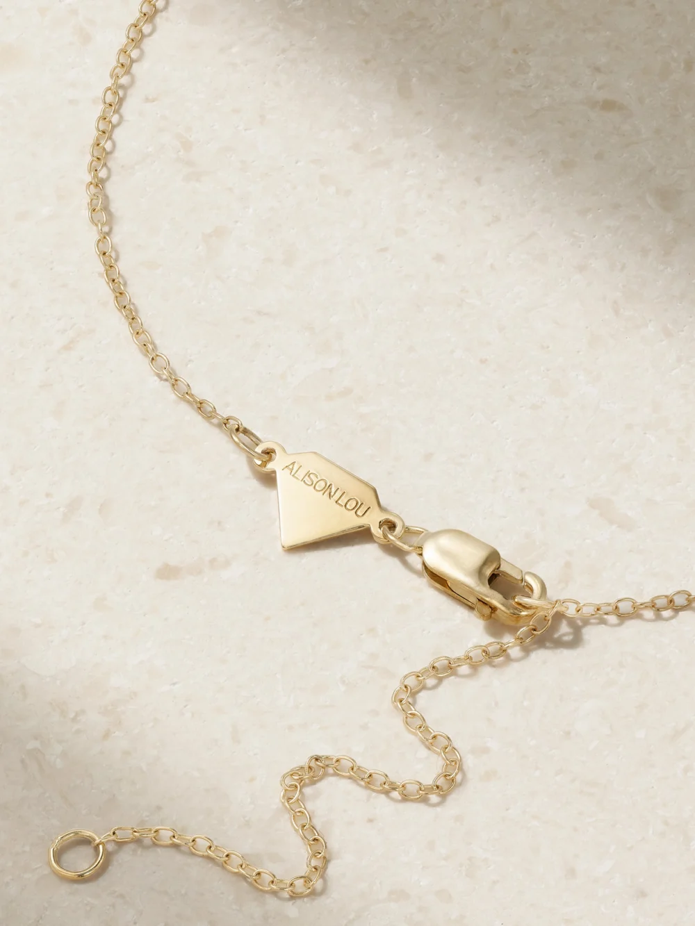 Back view of the Alison Lou Cocktail 14-karat Gold, Topaz and Enamel Necklace