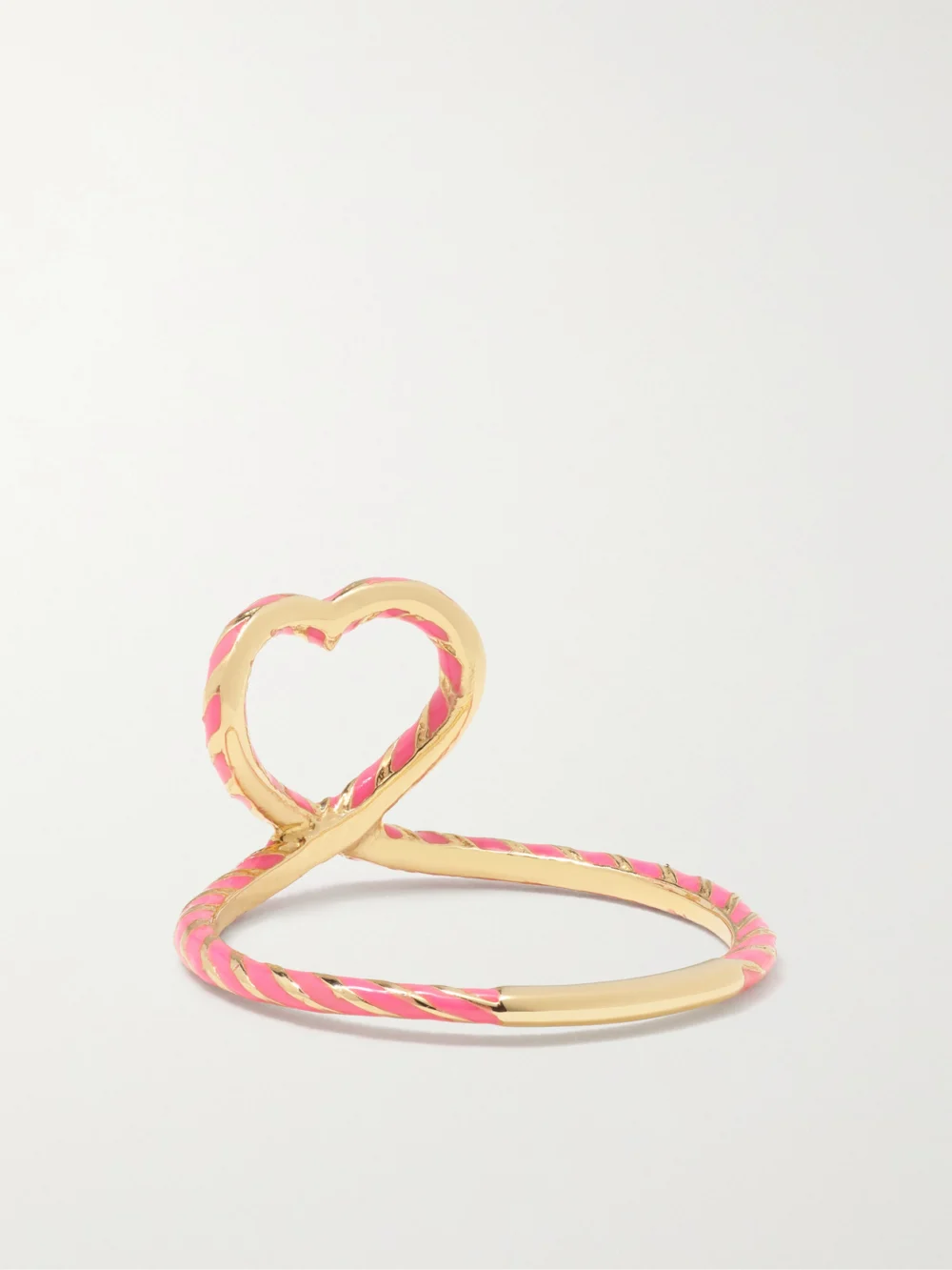 Back view of the Alison Lou Heart Streamer 14-karat Gold and Enamel Ring