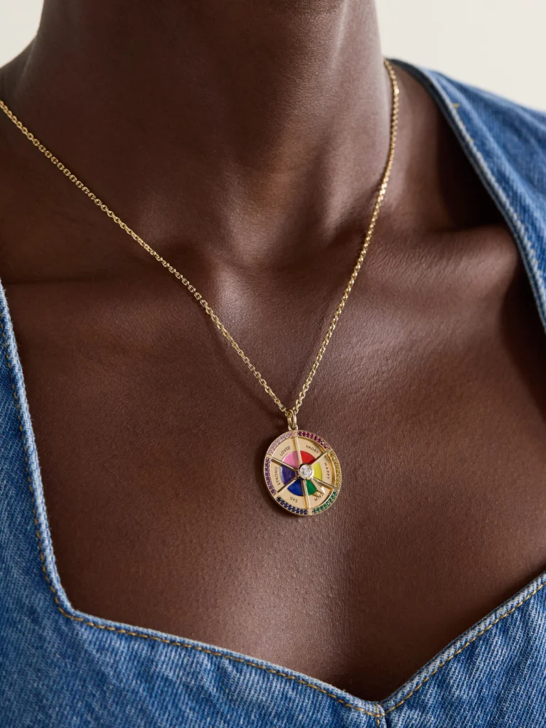 Alison Lou In Your Feels Wheel 14-karat Gold and Enamel Multi-stone Necklace