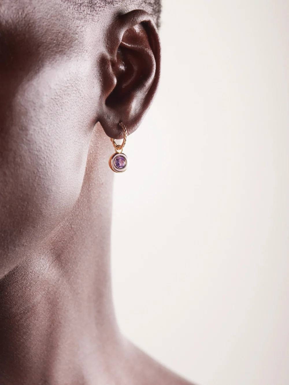 Alison Lou Madison 14-karat Gold, Laboratory-grown Amethyst and Enamel Earrings, styled view