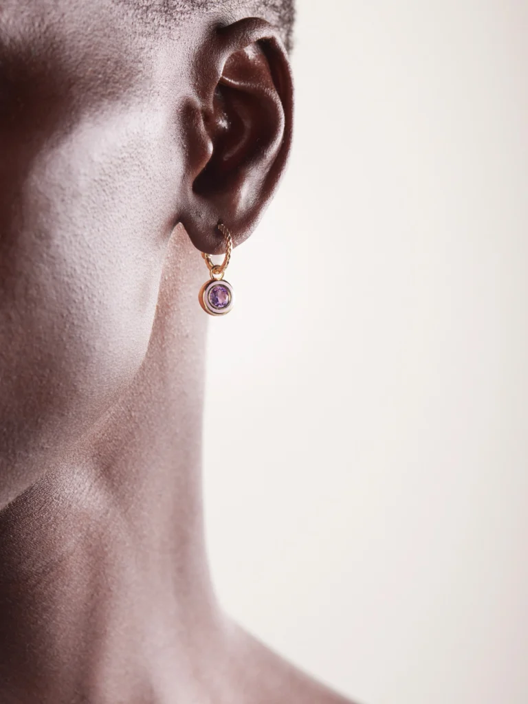 Alison Lou Madison 14-karat Gold, Laboratory-grown Amethyst and Enamel Earrings