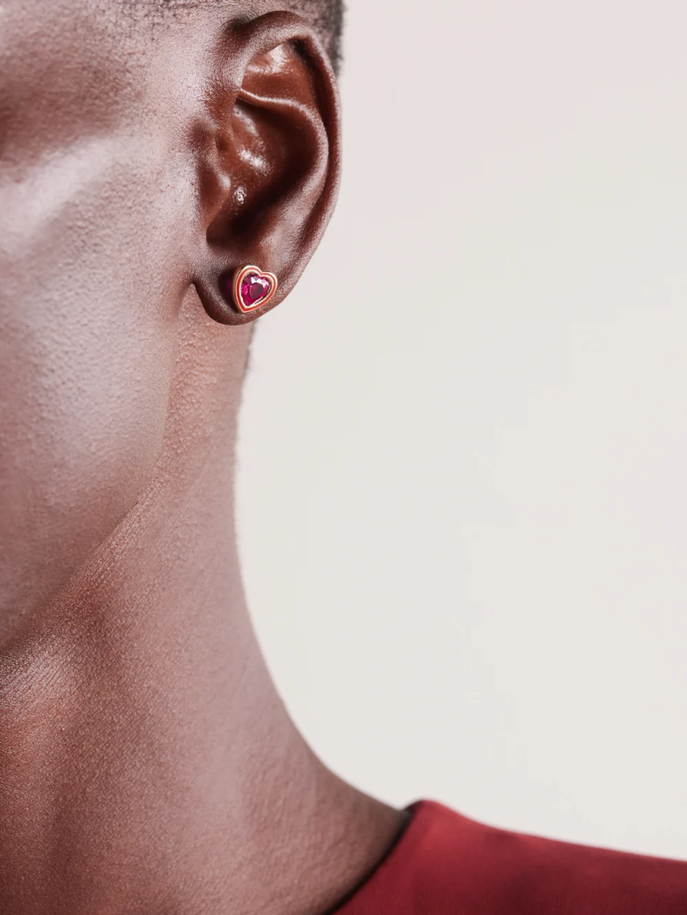 Alison Lou Madison 14-karat Gold, Laboratory-grown Ruby and Enamel Earrings, styled view