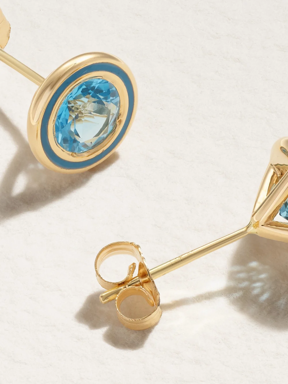 Back view of the Alison Lou Madison 14-karat Gold, Laboratory-grown Topaz and Enamel Earrings