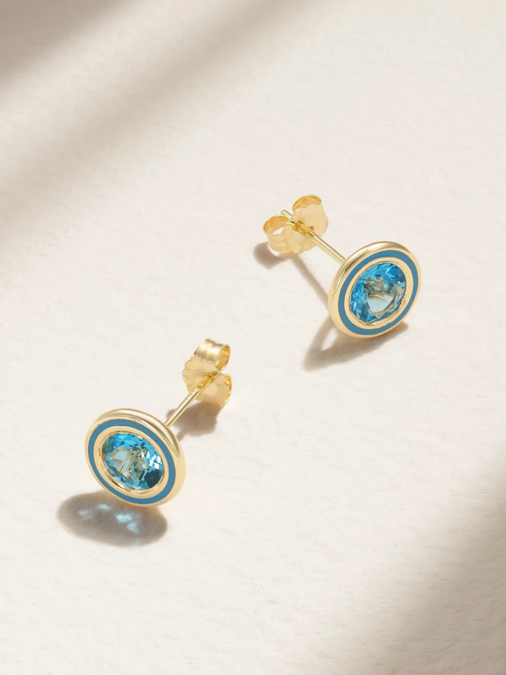 Alison Lou Madison 14-karat Gold, Laboratory-grown Topaz and Enamel Earrings in blue