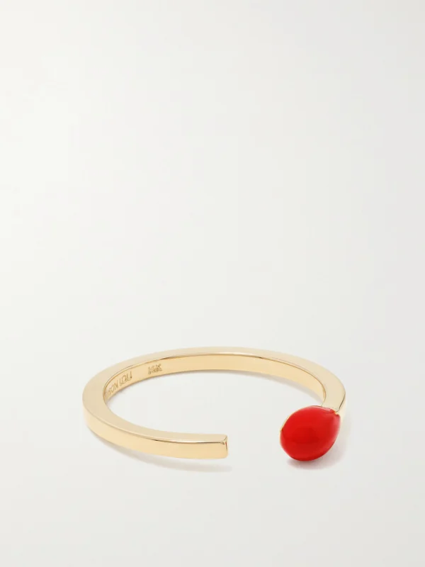 Alison Lou Match Stack 14-karat Gold and Enamel Ring