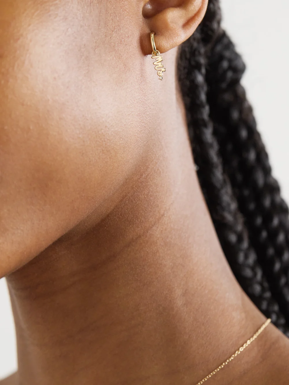 Alison Lou Mrs 14-karat Gold Diamond Single Hoop Earring, styled view