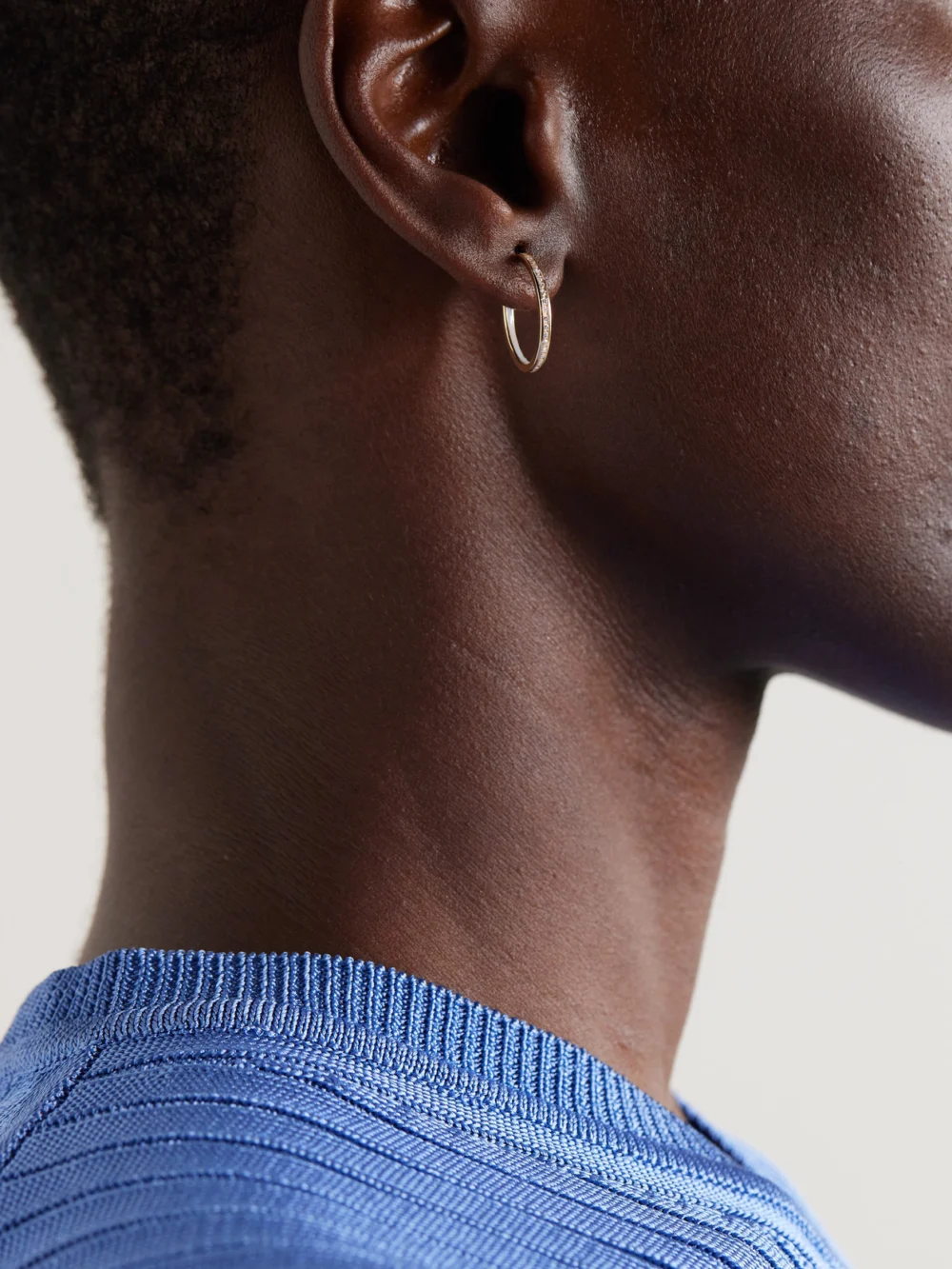 Alison Lou Small Linear 14-karat Gold, Diamond and Enamel Hoop Earrings, styled view