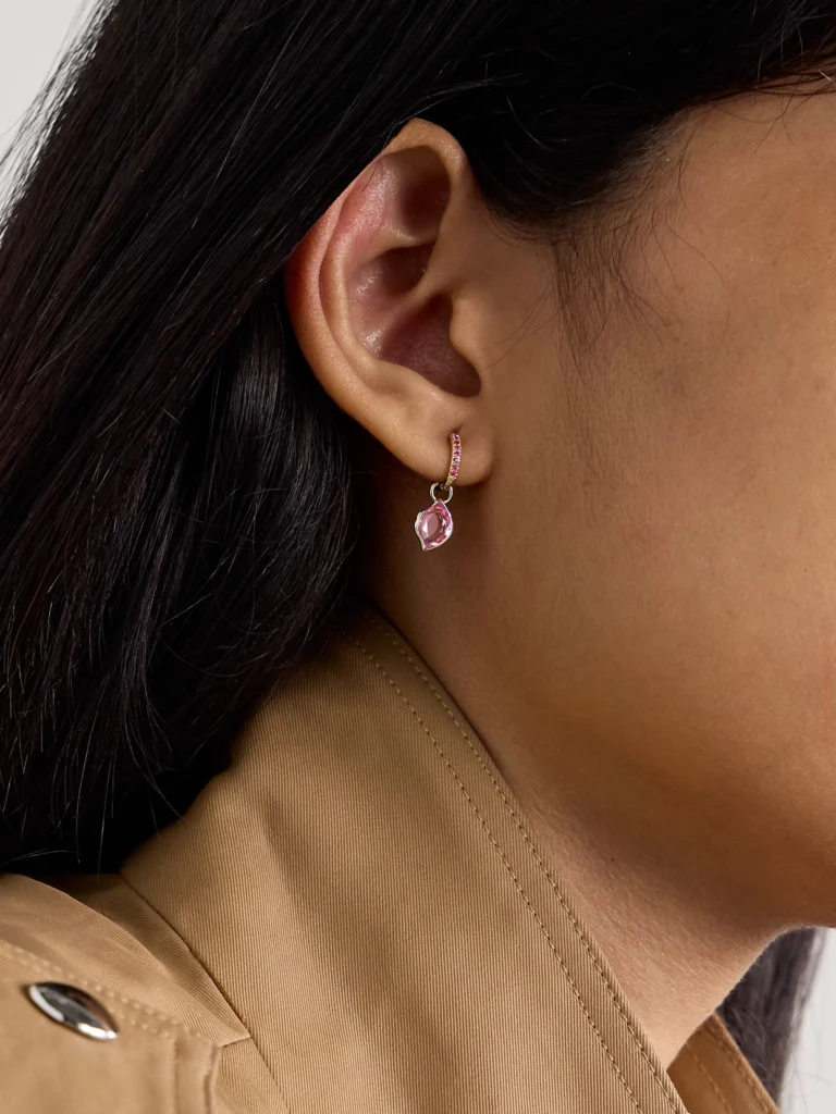 Alison Lou Smooch 14-karat Gold, Sapphire and Laboratory-grown Sapphire Single Hoop Earring