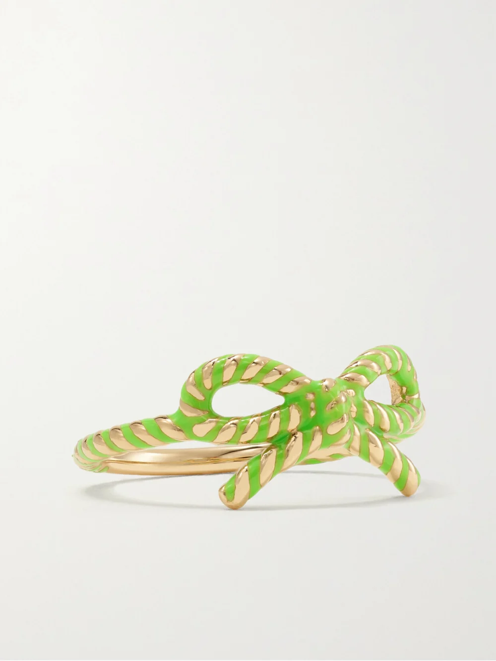 Alison Lou Streamer 14-karat Gold and Enamel Ring in green
