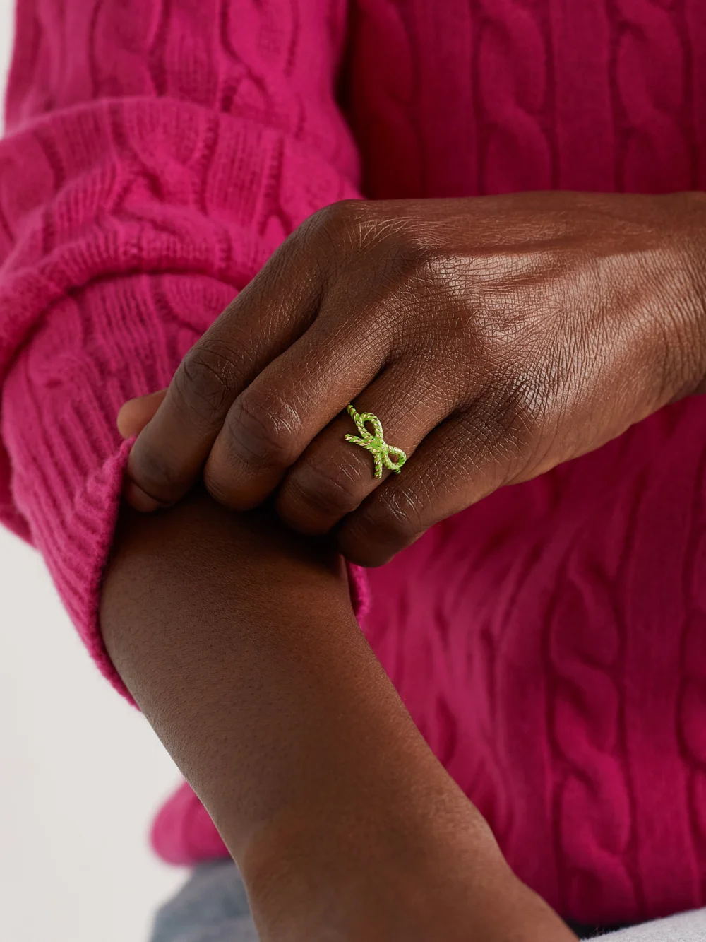 Alison Lou Streamer 14-karat Gold and Enamel Ring, styled view