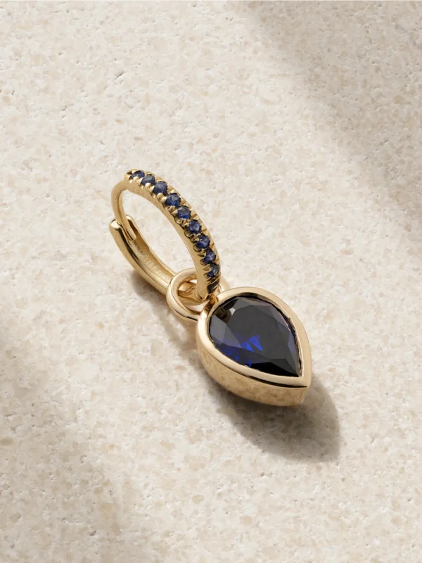 Alison Lou Tear 14-karat Gold, Sapphire and Laboratory-grown Sapphire Single Hoop Earring