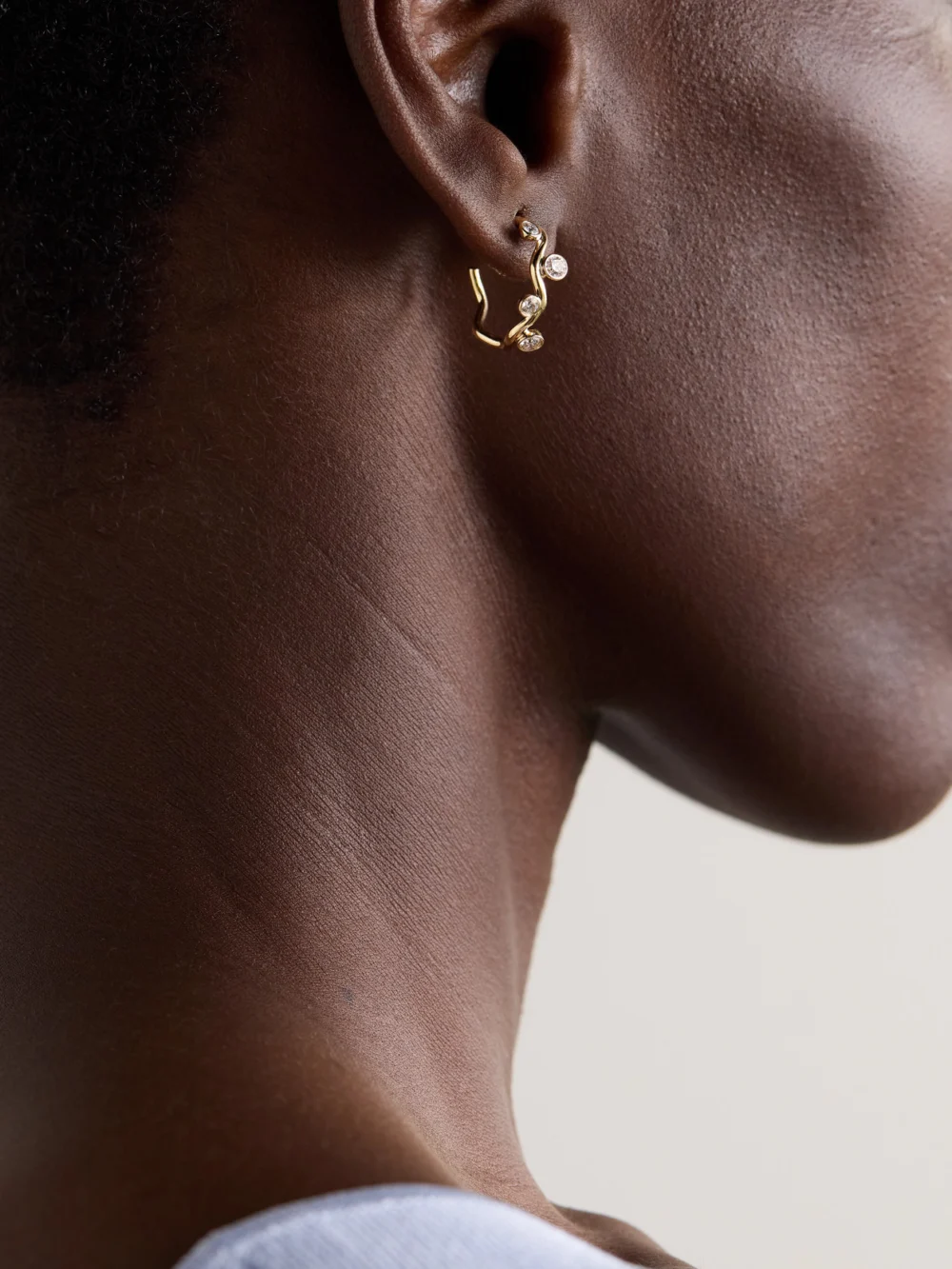 Alison Lou Ziggy 14-karat Gold Diamond Hoop Earrings, styled view