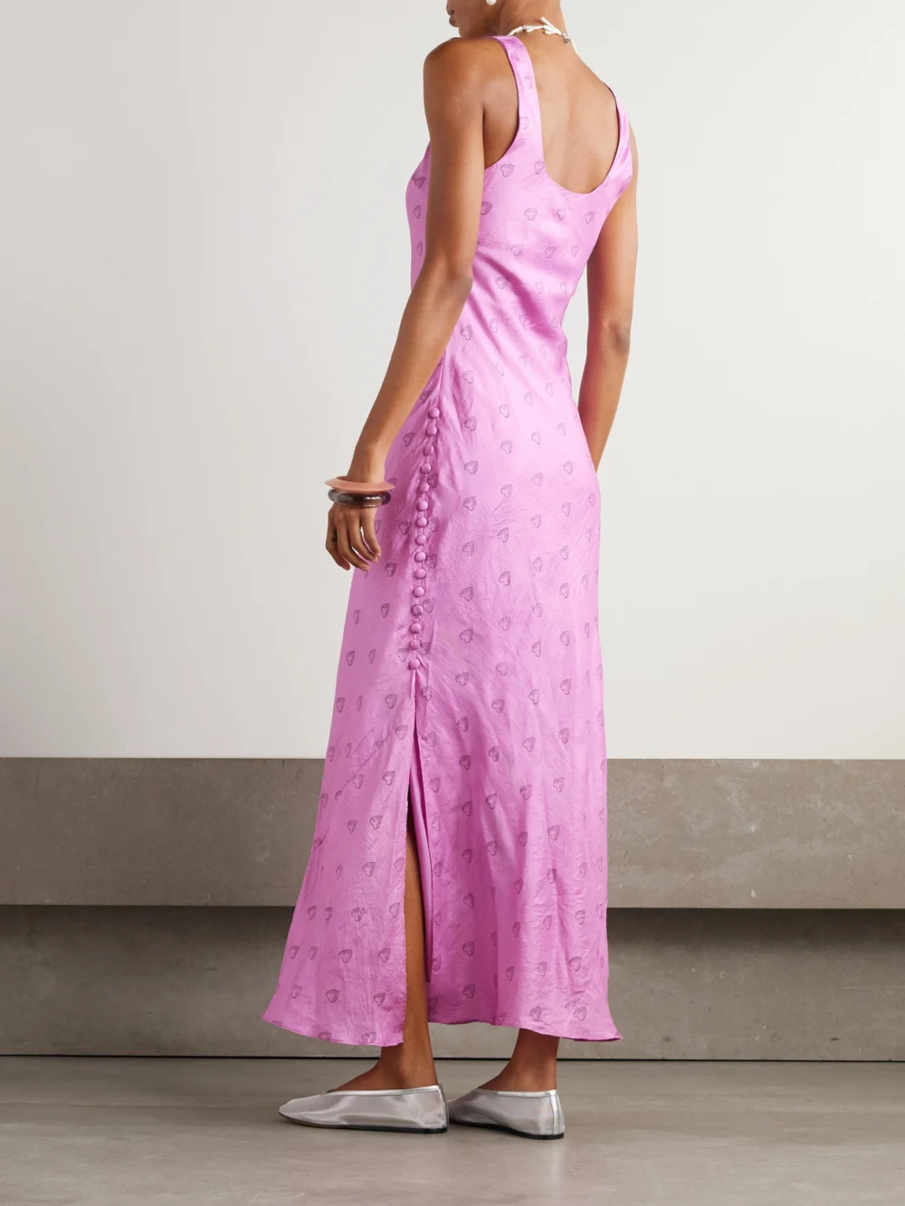 Back view of the Alix Of Bohemia Adele Printed Silk Midi Dress