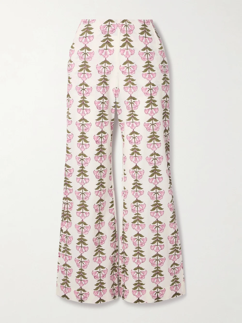 Alix Of Bohemia Charlie Floral-print Cotton Flared Pants in white