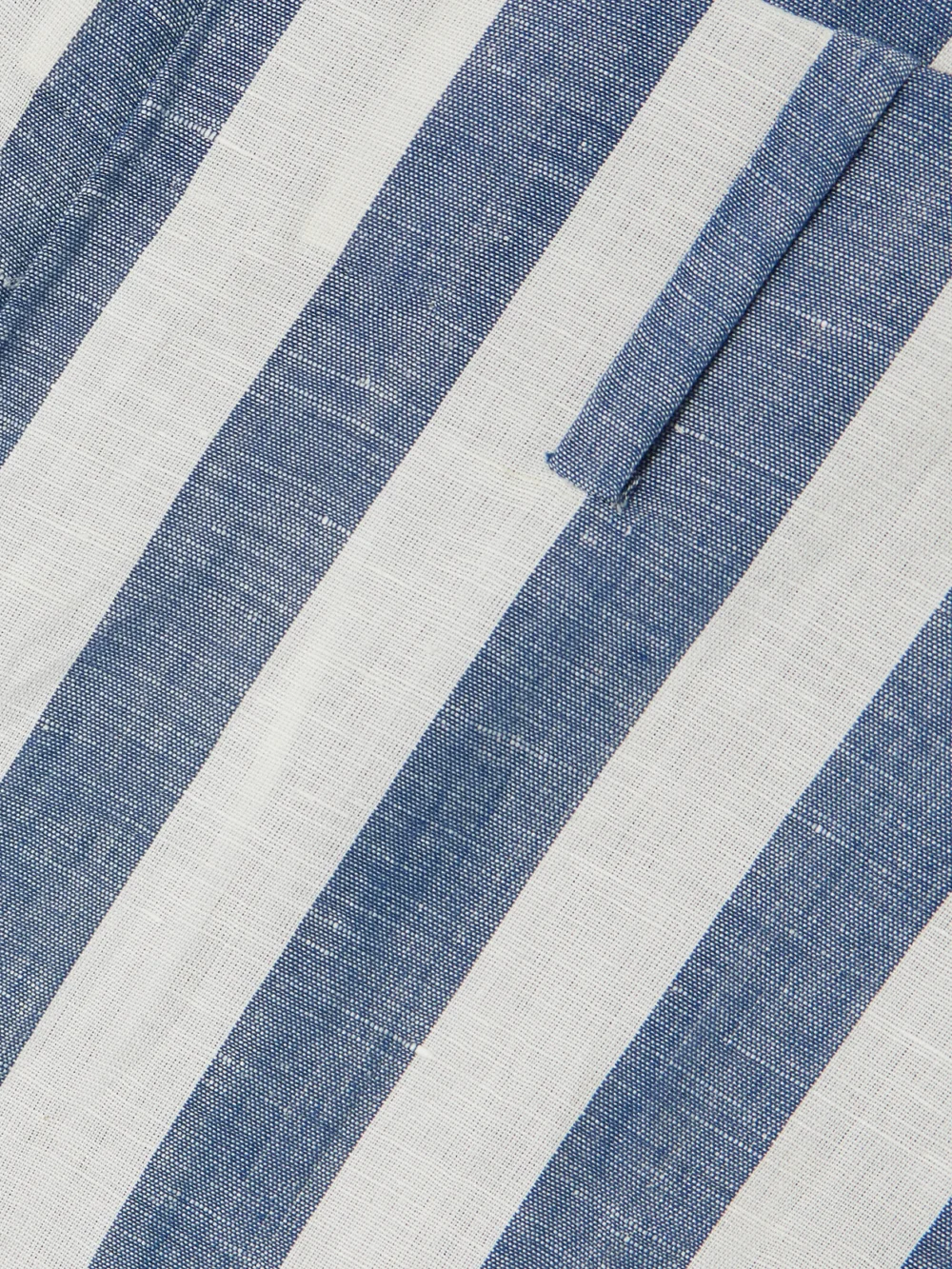 Close-up detail of the Alix Of Bohemia Charlie Sailor Striped Linen and Cotton-blend Flared Pants