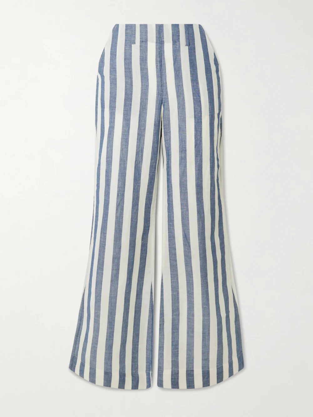 Alix Of Bohemia Charlie Sailor Striped Linen and Cotton-blend Flared Pants in blue