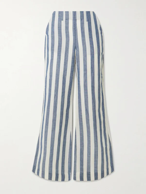 Alix Of Bohemia Charlie Sailor Striped Linen and Cotton-blend Flared Pants
