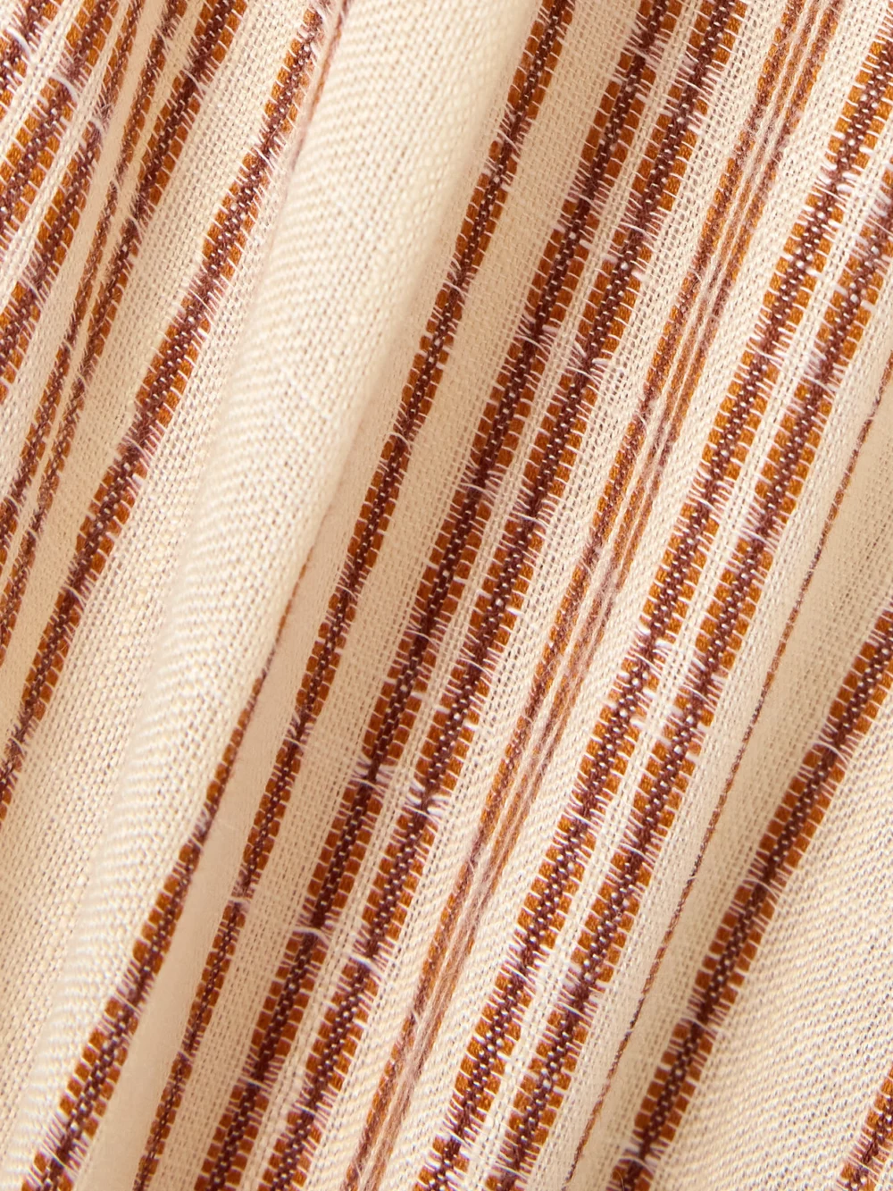 Close-up detail of the Alix Of Bohemia Diana Penny Striped Linen-jacquard Straight-leg Pants