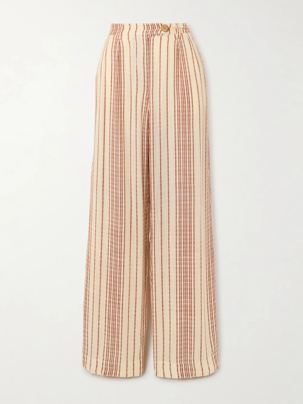 Alix Of Bohemia Diana Penny Striped Linen-jacquard Straight-leg Pants in beige