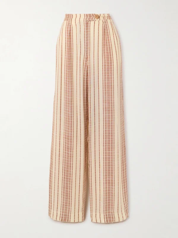 Alix Of Bohemia Diana Penny Striped Linen-jacquard Straight-leg Pants