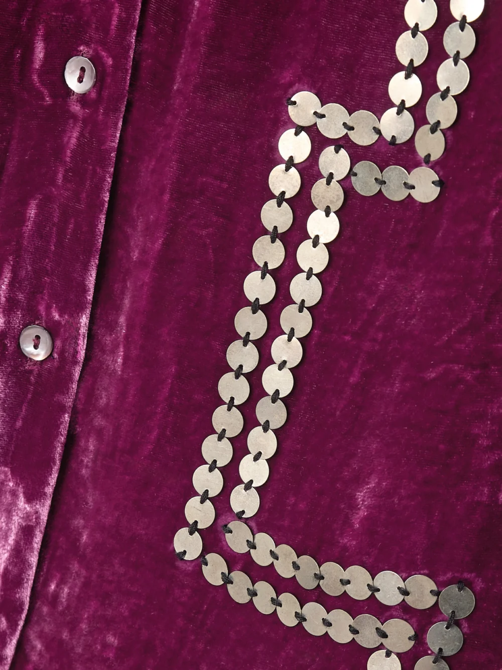 Close-up detail of the Alix Of Bohemia Dolly Embellished Crushed-velvet Shirt
