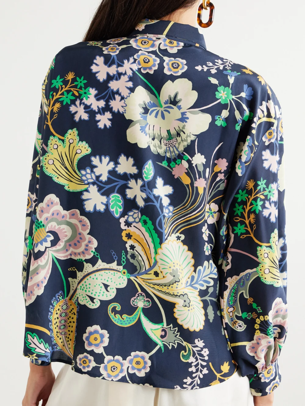 Back view of the Alix Of Bohemia Emery Printed Silk Crepe De Chine Shirt