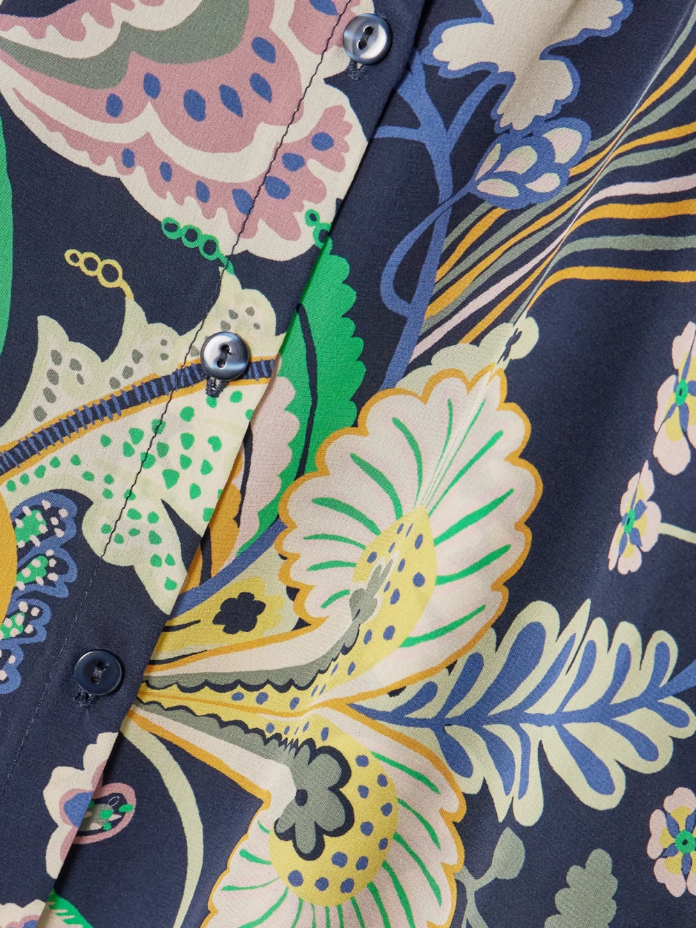 Close-up detail of the Alix Of Bohemia Emery Printed Silk Crepe De Chine Shirt