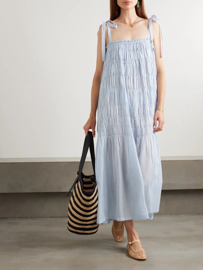 Alix Of Bohemia Emrys Tiered Striped Cotton Dress