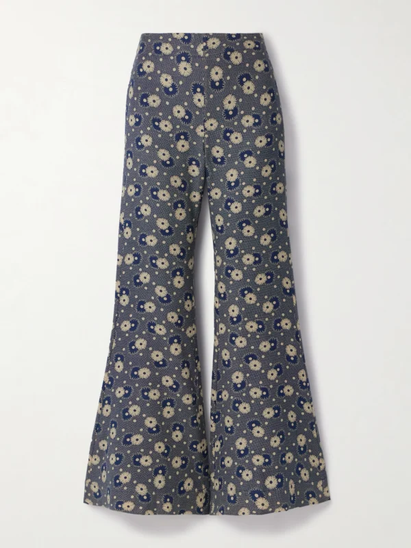 Alix Of Bohemia Farah Wool and Cotton-blend Jacquard Flared Pants