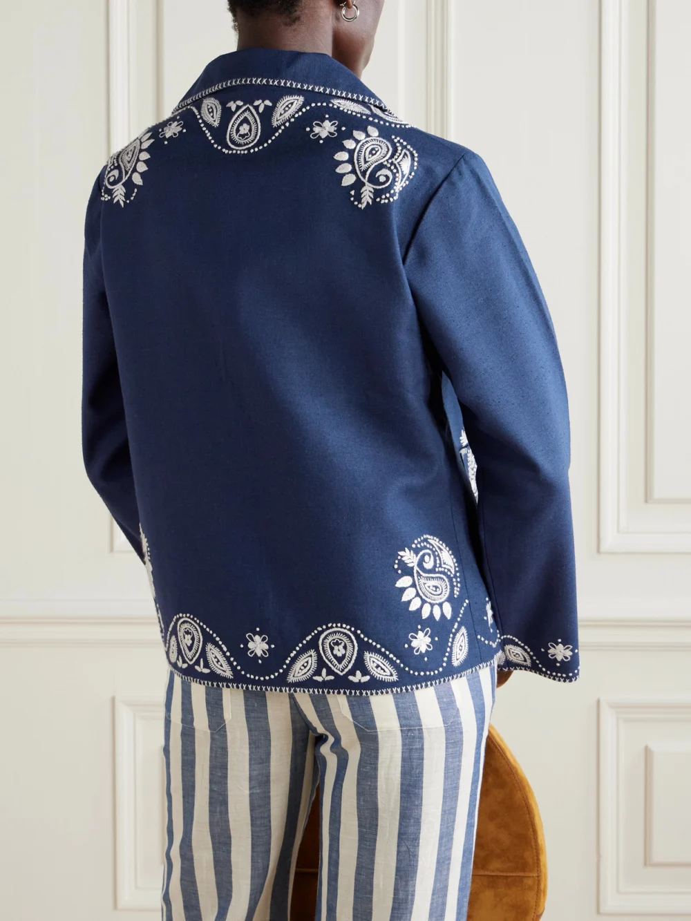 Back view of the Alix Of Bohemia Francis Harbor Embroidered Silk Jacket