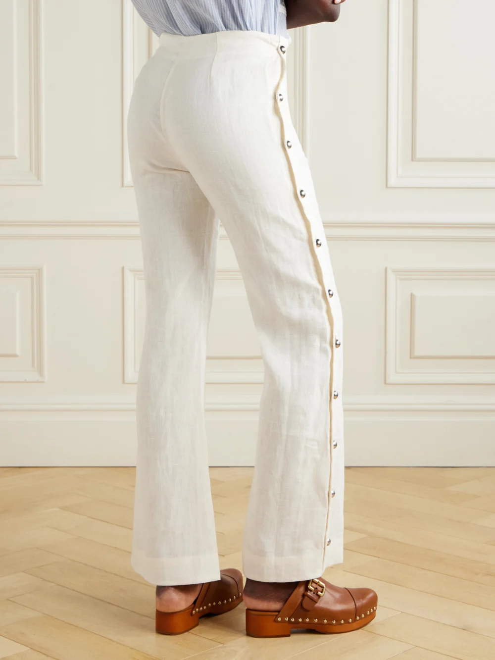 Back view of the Alix Of Bohemia Holland Linen Wide-leg Pants