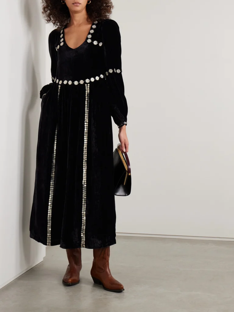 Alix Of Bohemia Imogen Sabel Embellished Velvet Midi Dress