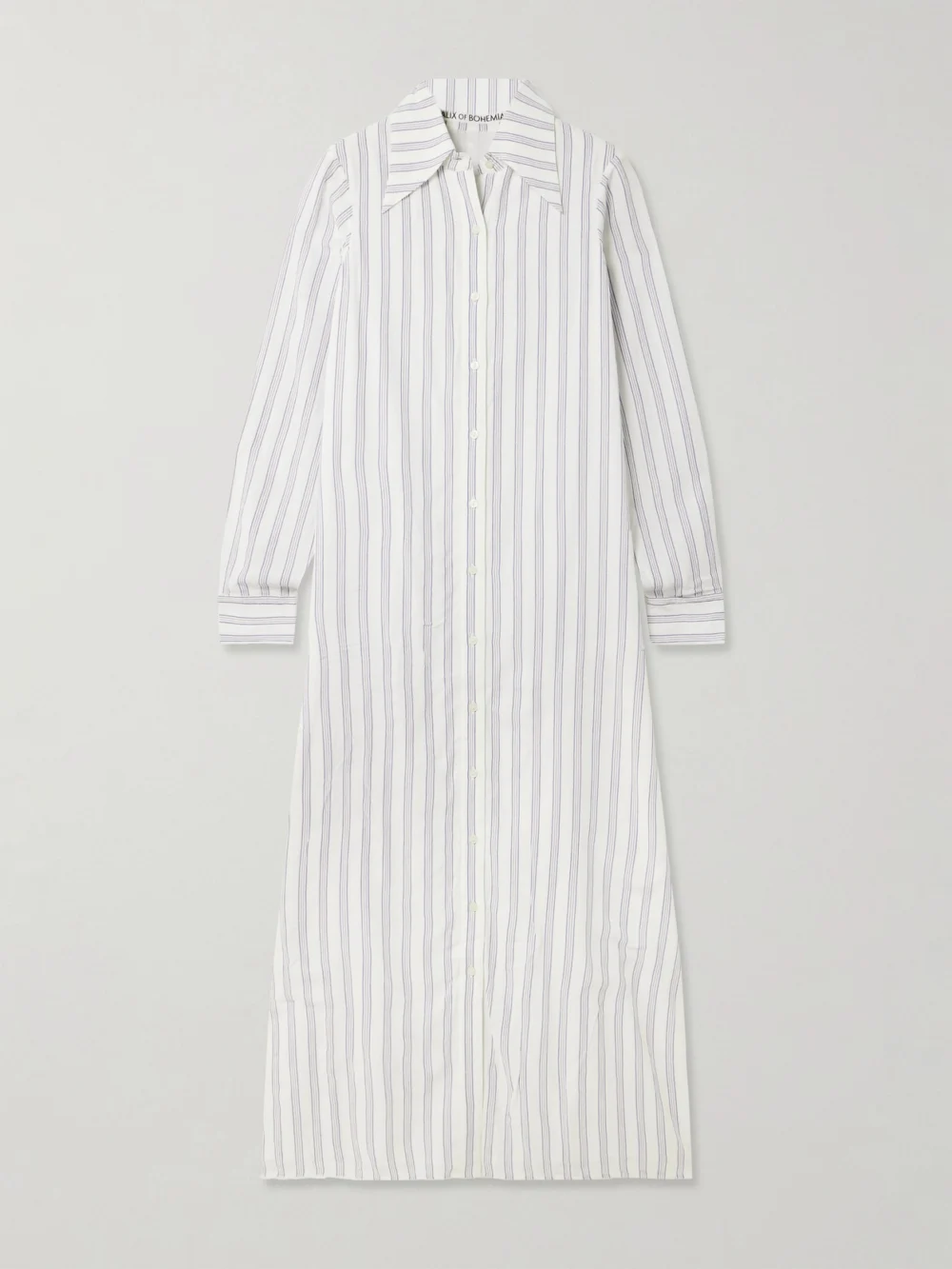 Alix Of Bohemia Lotte Striped Crepe Maxi Shirt Dress in white