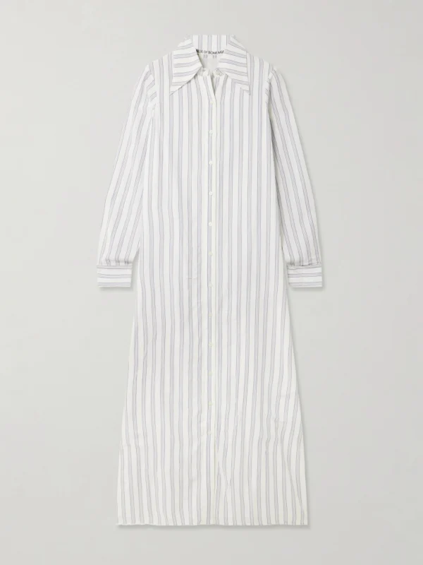 Alix Of Bohemia Lotte Striped Crepe Maxi Shirt Dress