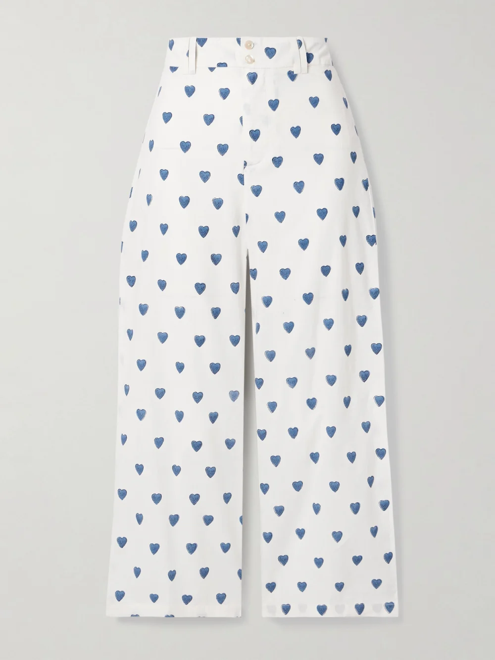 Alix Of Bohemia Scout Printed Cotton Straight-leg Pants in white