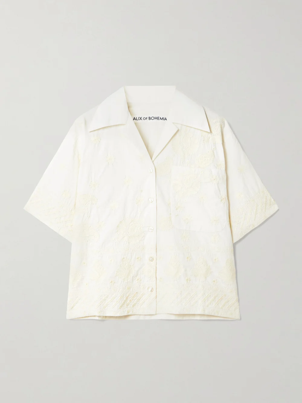 Alix Of Bohemia Stevie Embroidered Cotton Shirt in cream