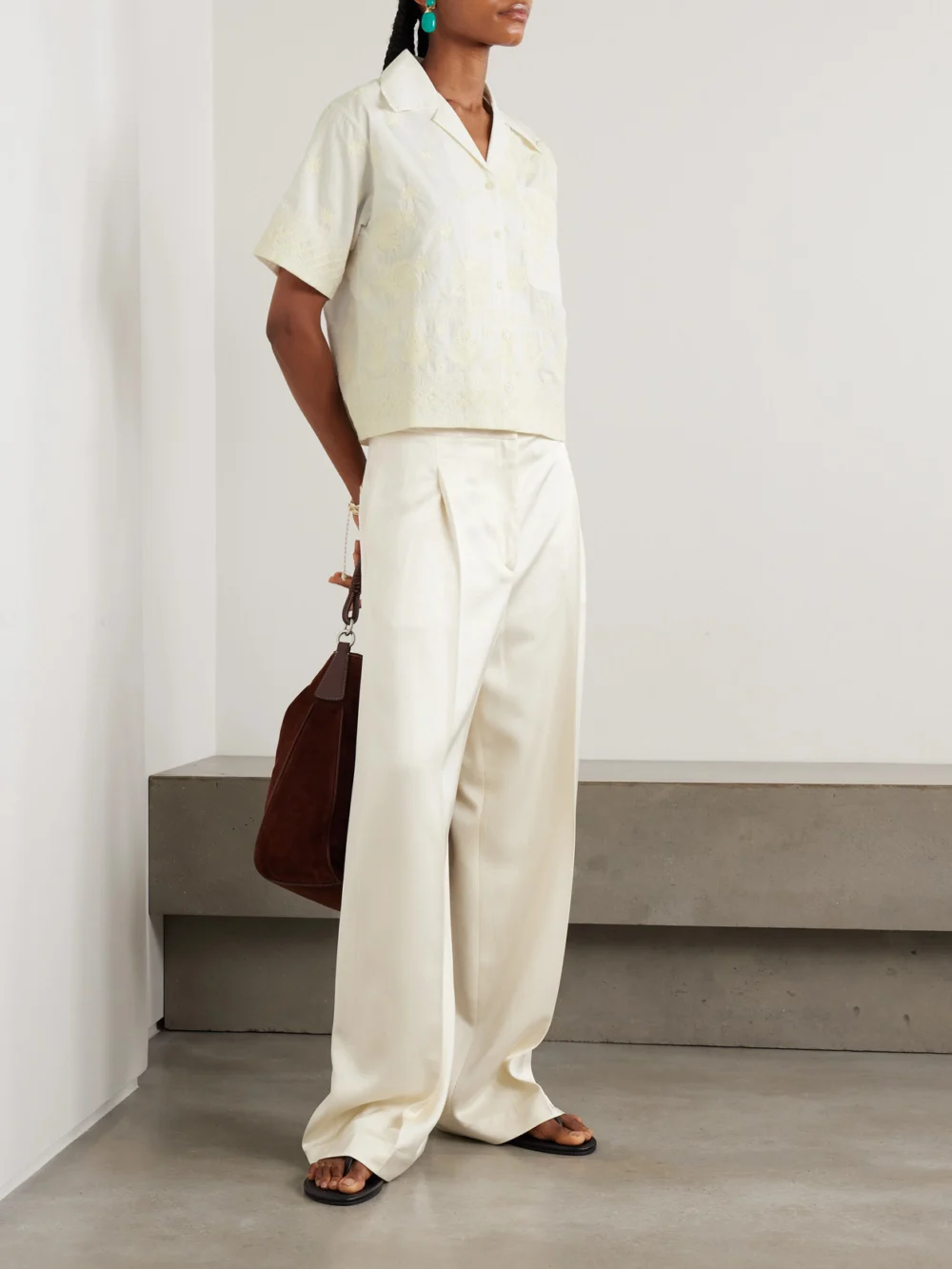 Alix Of Bohemia Stevie Embroidered Cotton Shirt, worn by a model