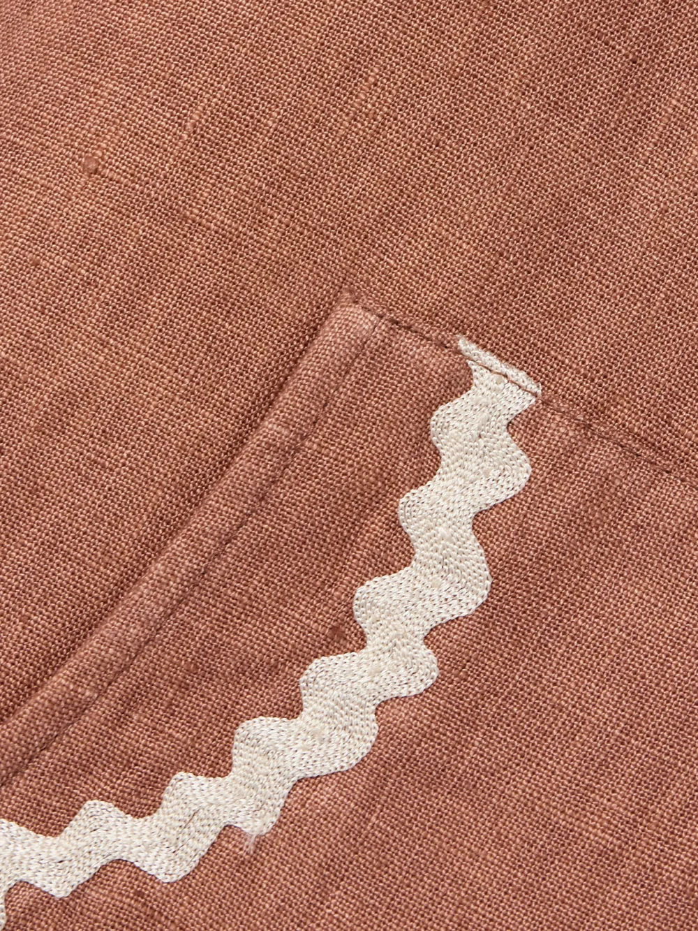 Close-up detail of the Alix Of Bohemia Western Ricrac-trimmed Linen Jacket