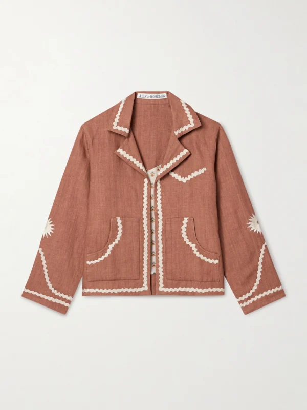 Alix Of Bohemia Western Ricrac-trimmed Linen Jacket
