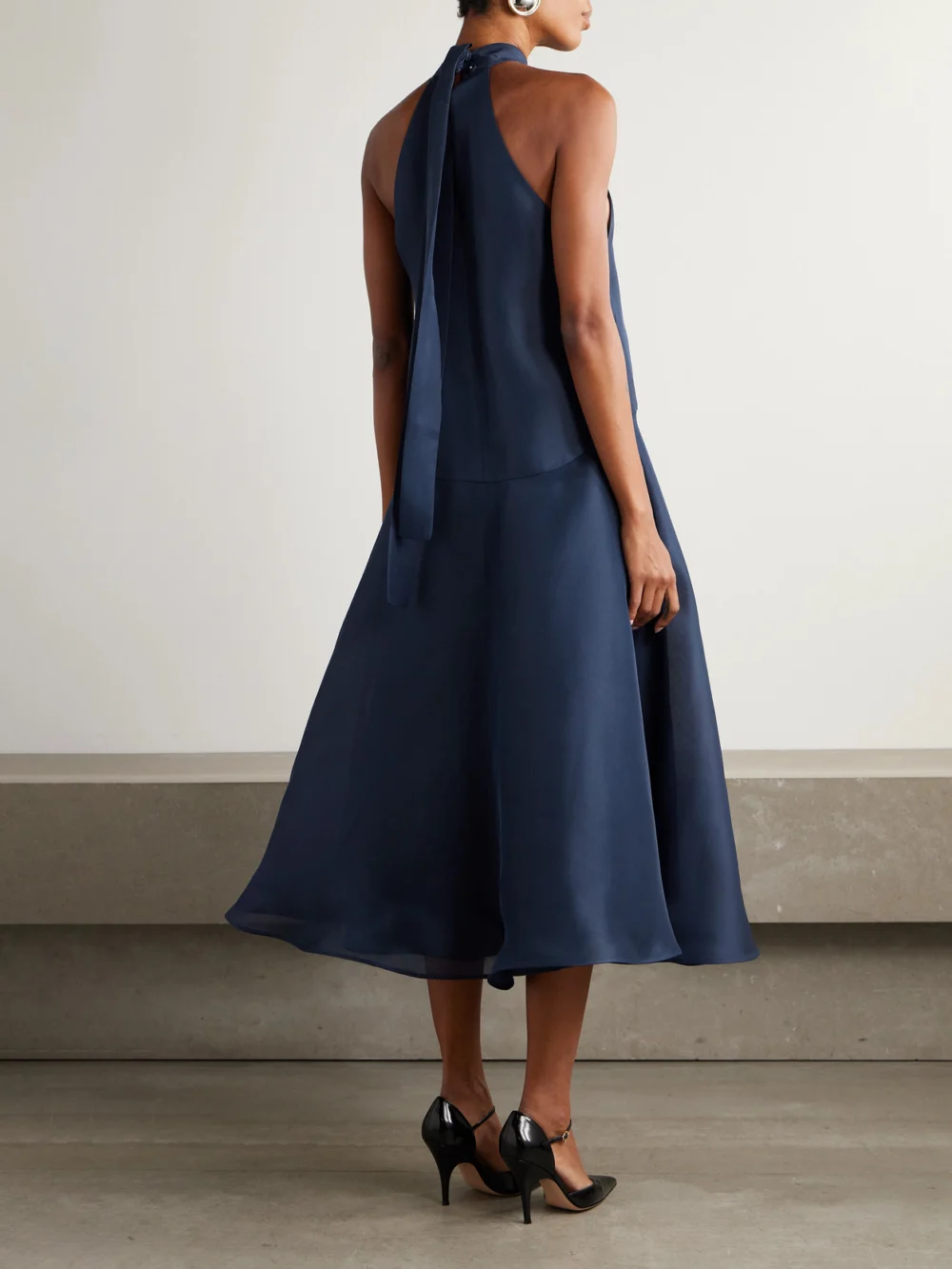 Back view of the Altuzarra Becca Silk-satin Halterneck Midi Dress