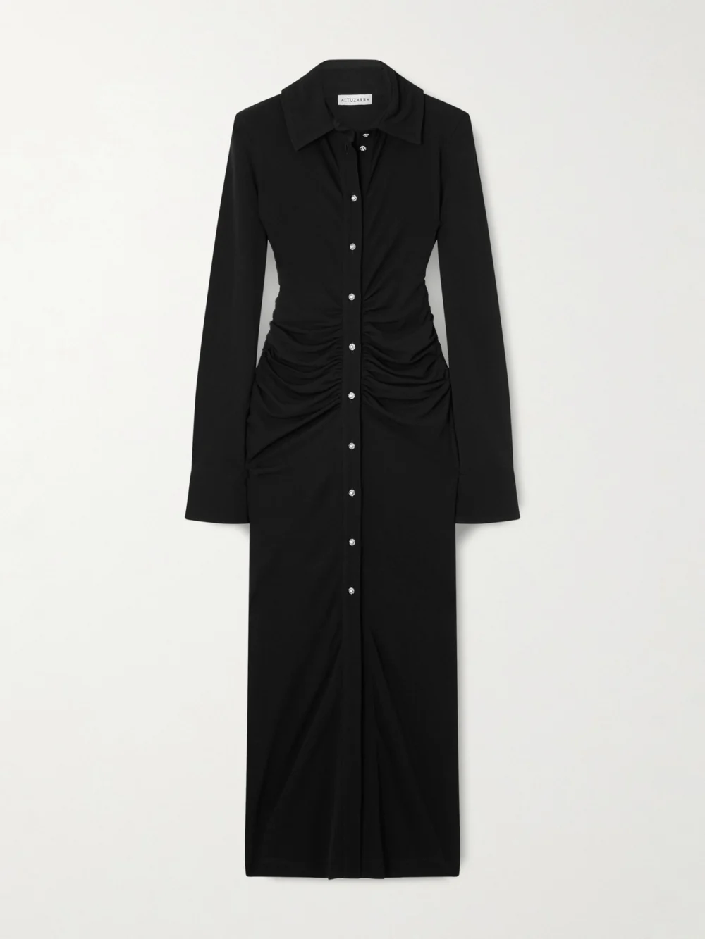 Altuzarra Claudia Crystal-embellished Ruched Jersey Midi Dress in black