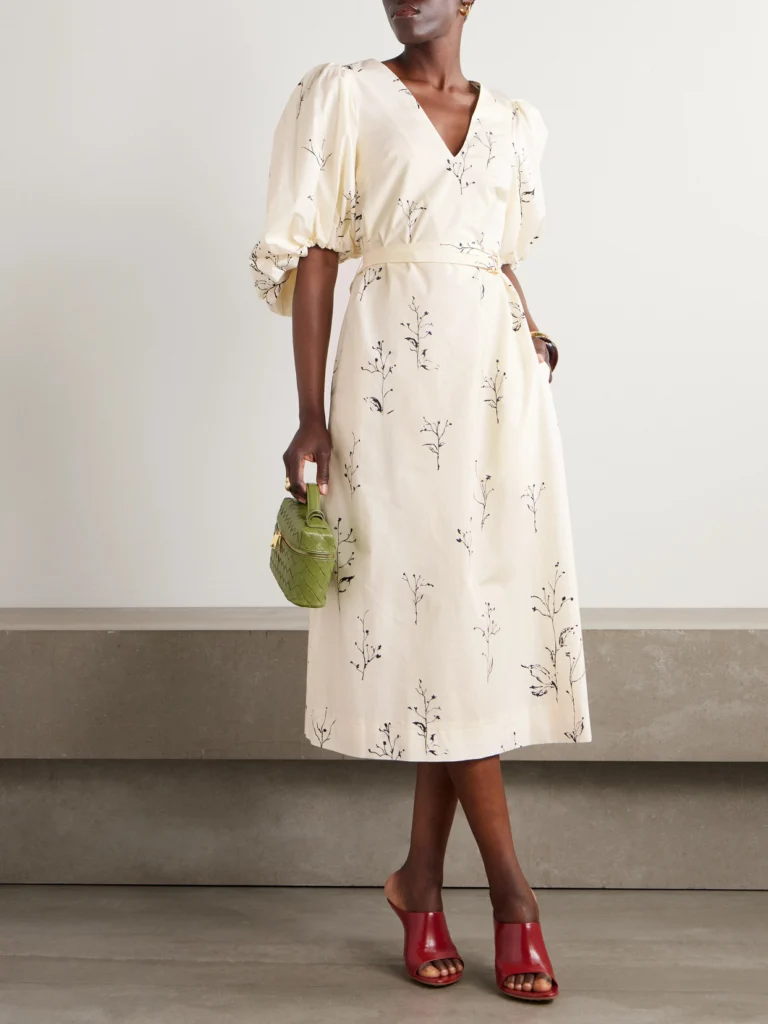 Altuzarra Corrie Belted Printed Cotton-poplin Midi Dress