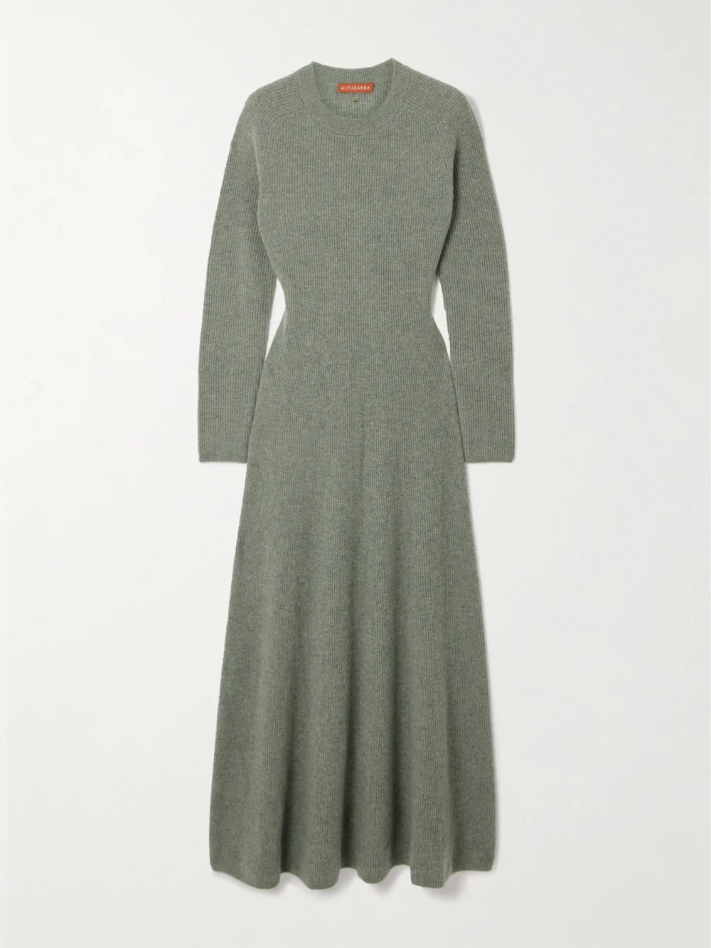Altuzarra Cuddy Ribbed Cashmere Maxi Dress in gray green