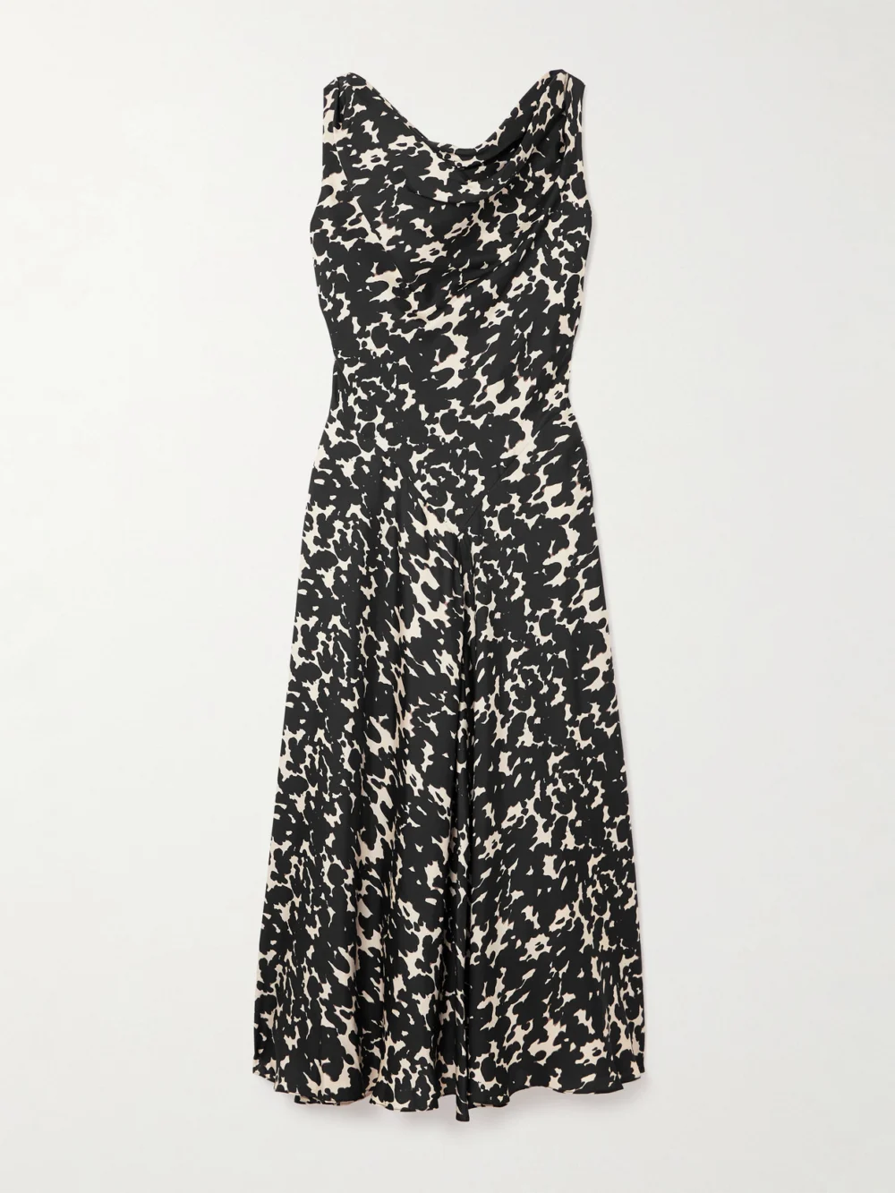 Altuzarra Drina Draped Printed Silk-twill Midi Dress in black