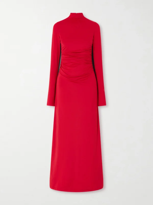 Altuzarra Jazmina Ruched Stretch-jersey Mock-neck Maxi Dress