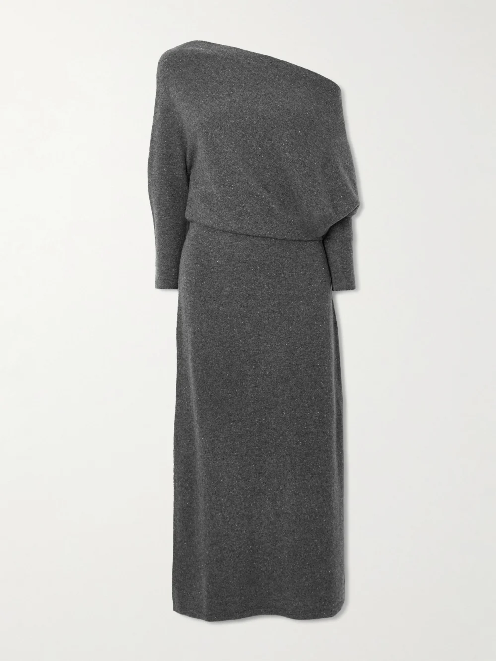 Altuzarra Kasos Off-the-shoulder Draped Brushed-cashmere Midi Dress in dark gray