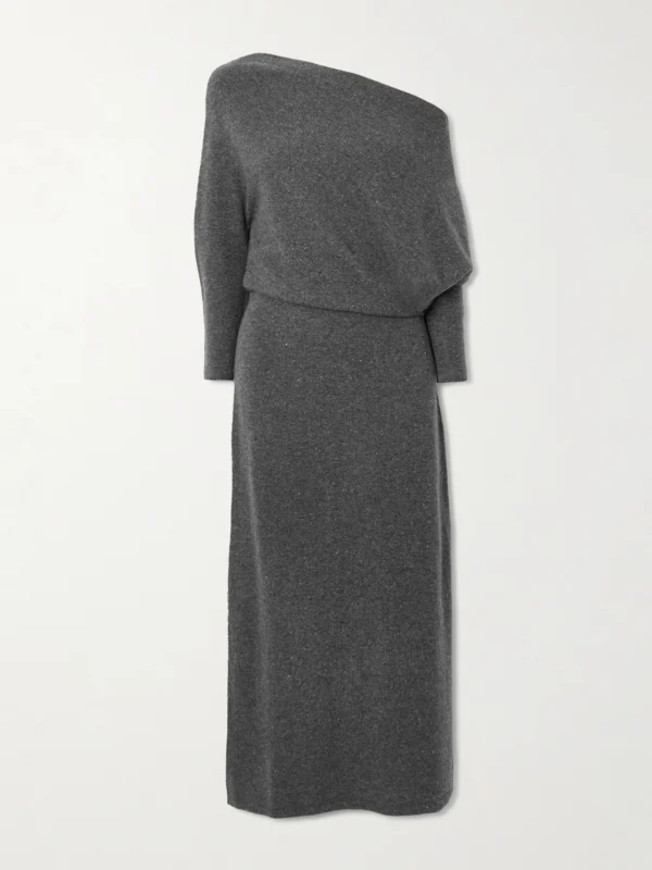 Altuzarra Kasos Off-the-shoulder Draped Brushed-cashmere Midi Dress