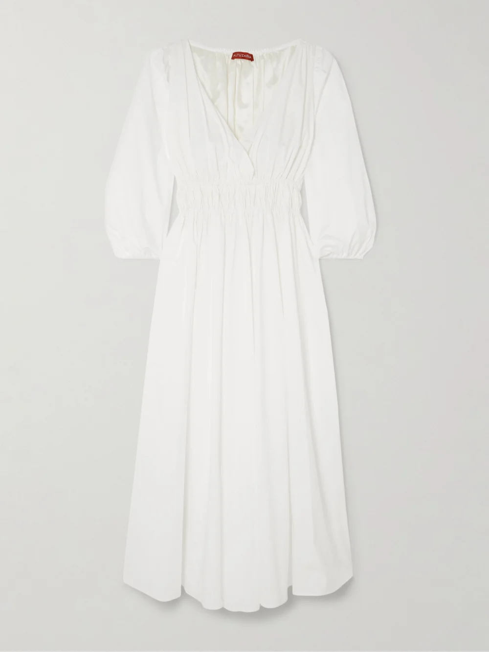 Altuzarra Kathleen Pleated Cotton-blend Poplin Midi Dress in white