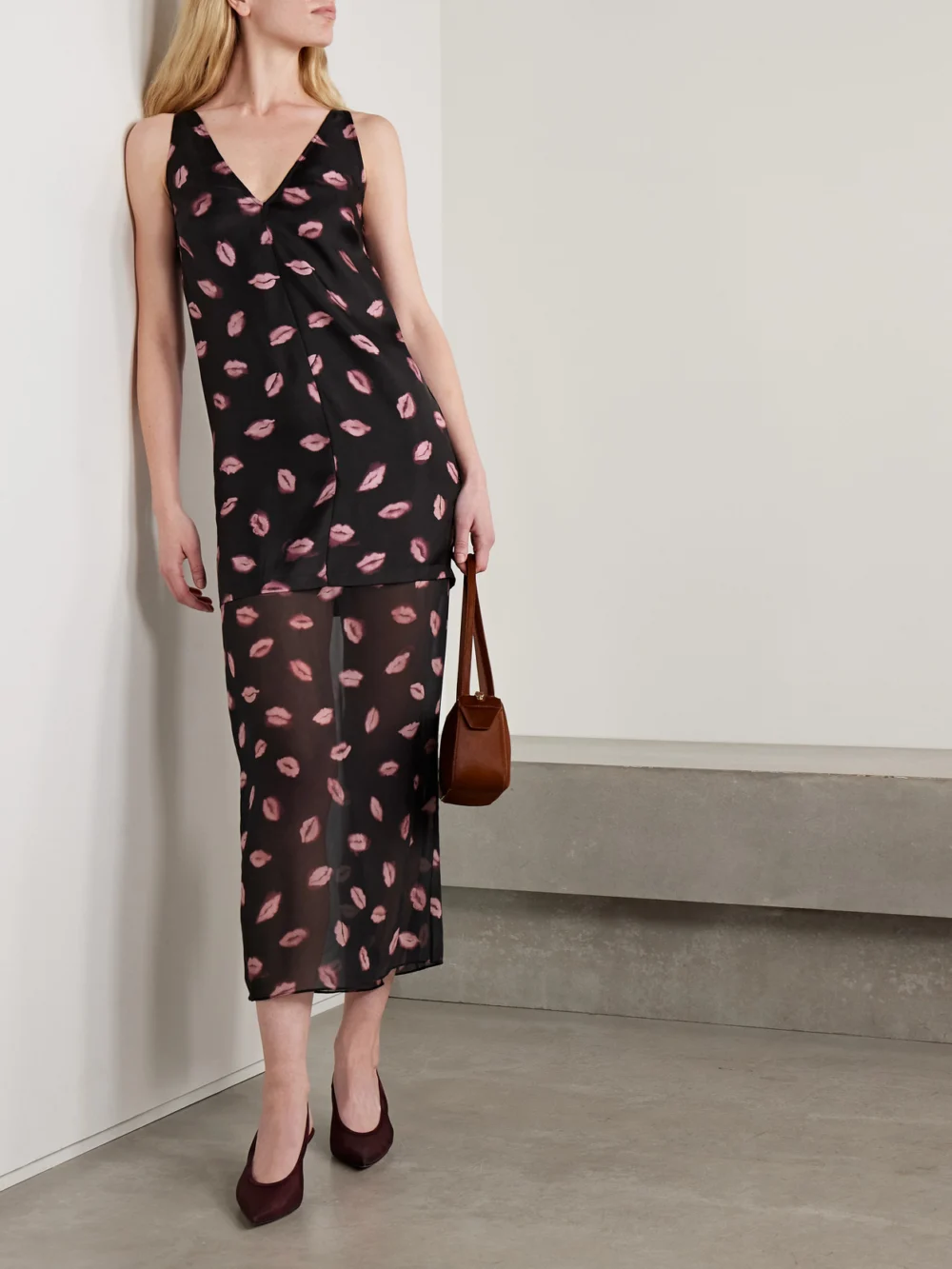 Altuzarra Katrin Layered Printed Silk-twill and Chiffon Midi Dress, worn by a model